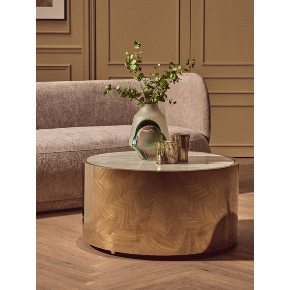 Carlox Round Gold and Marble Effect Coffee Table