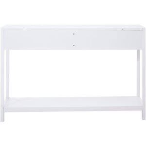 Sherman White Wood and Rattan Two Drawer Console Table