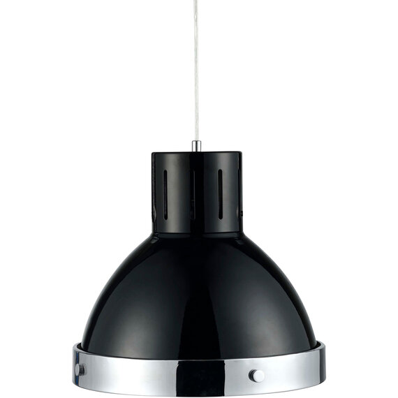 Jasper Black and Chrome Bell Shaped Pendant Light