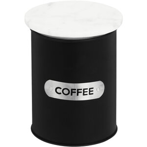 Liberty Black Enamel Coffee Canister With White Marble Lid