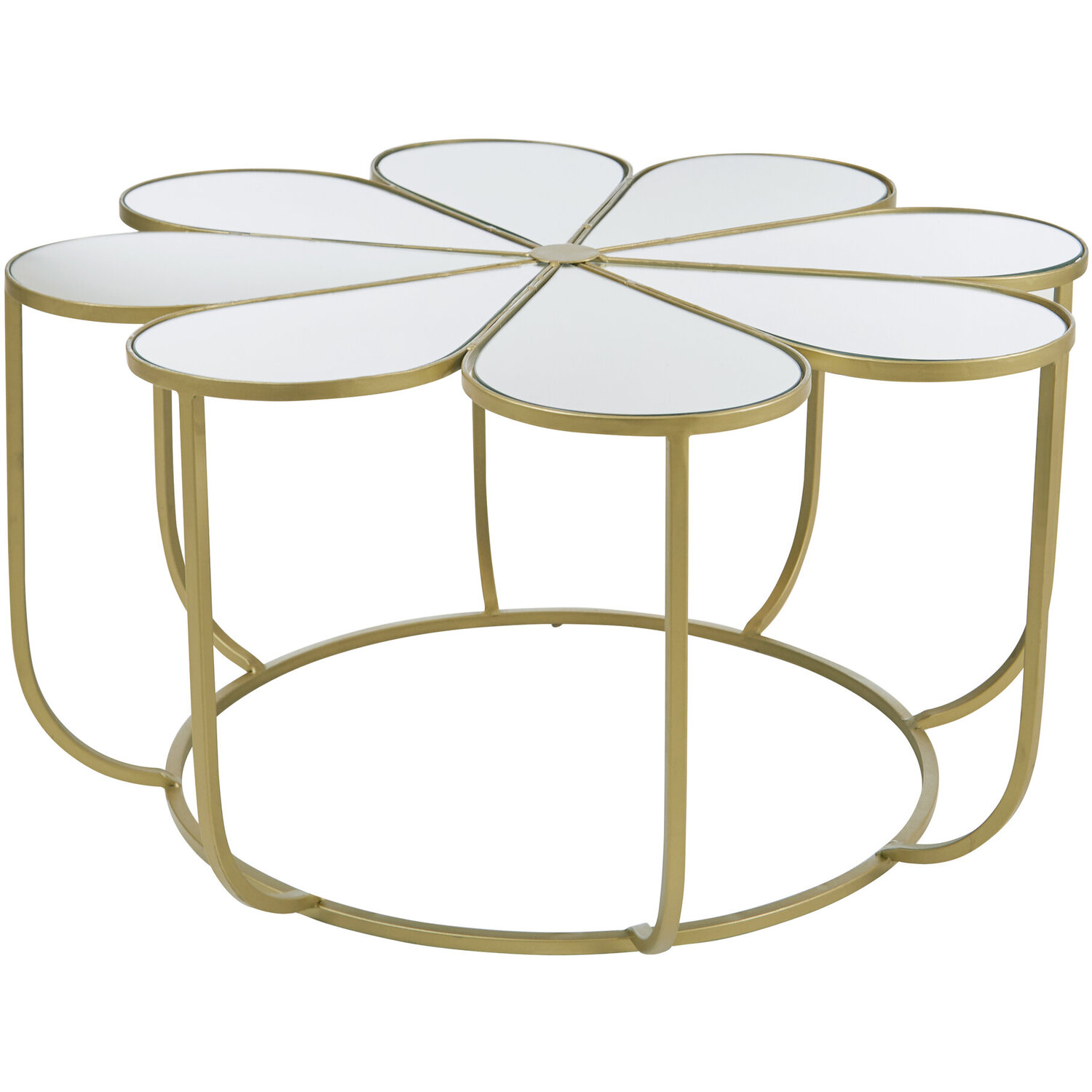 Rabia Petal Coffee Table With Mirrored Top - Gold