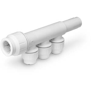 John Guest Speedfit 22mm x 15mm 3 Port Manifold With Stem - PEM582215BW - Space Saving Plumbing Solu
