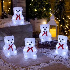 5 Piece Acrylic Bow Bear Decorations