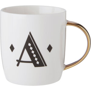 Diamond Deco White Monogram Mug, A