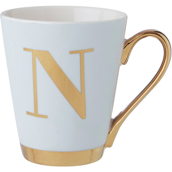 Mimo Green Frosted Deco N Letter Monogram Mug.