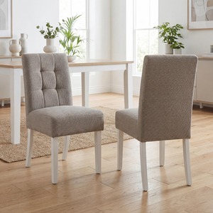 Harrington Pair of Mocha Weave Waffle Back Dining Chairs  White Legs