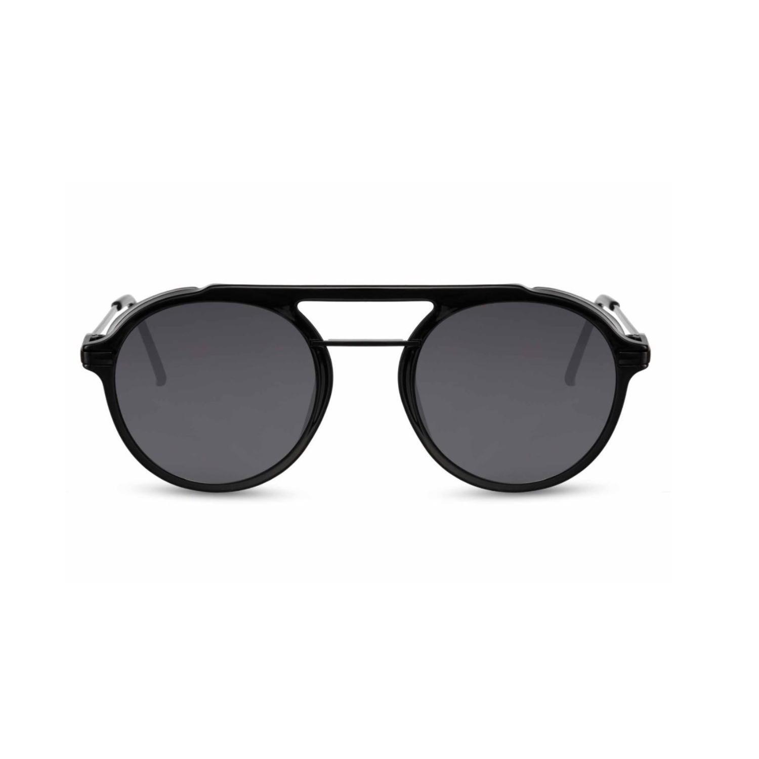 Sunglass Station Lakeside Round Unisex Sunglasses - Glossy Black
