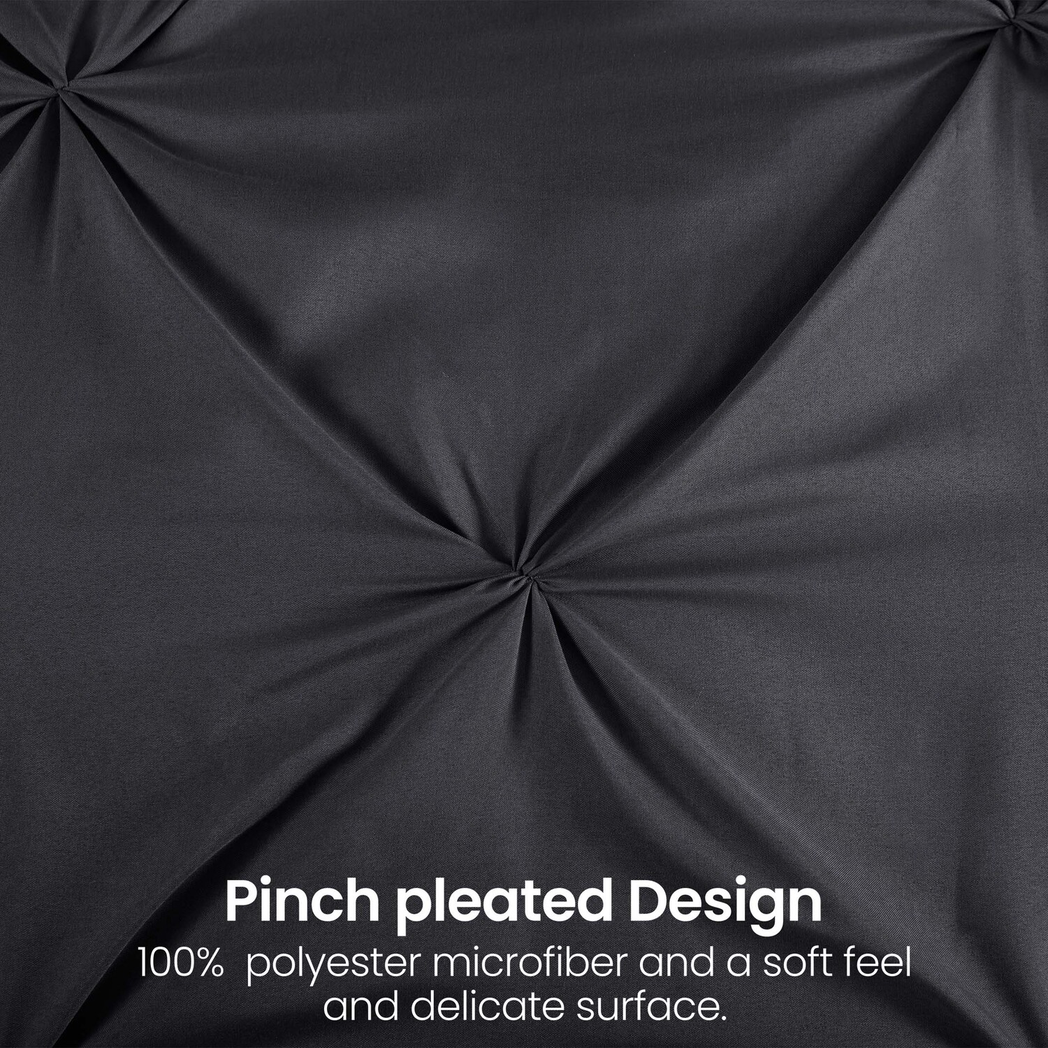 Elegant Pintuck Duvet Cover Set - Black Superking