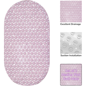Medina Anti Slip Green PVC Bath Mat 69cm x 36cm - 2 Set