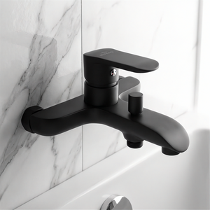 Bathroom Bath Wall Mounted Mixer Single Lever Tap Black Powder Coated Brass