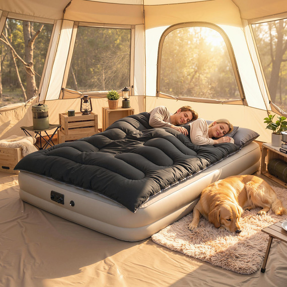 Outsunny Double Sleeping Bag with 2 Pillows
