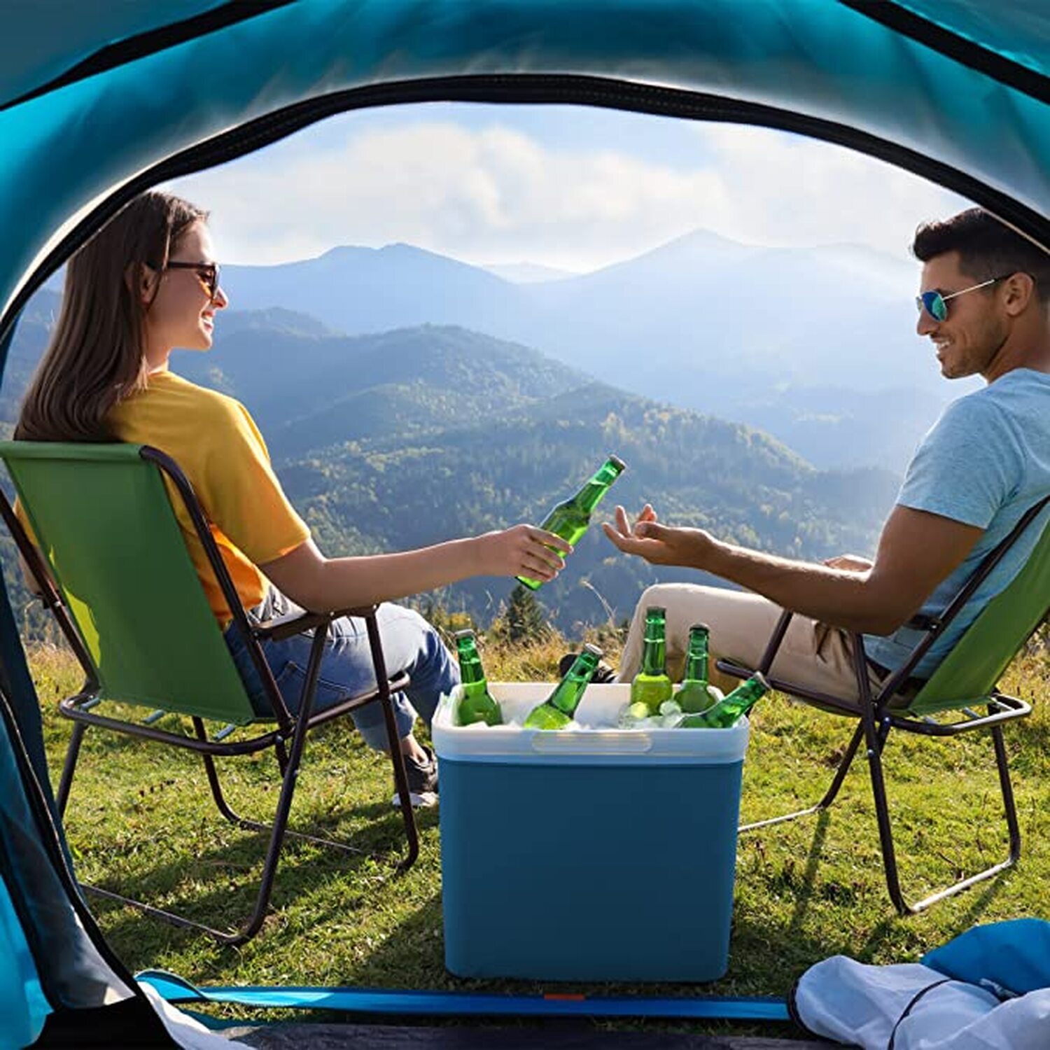 22L Portable Electric Picnic Cooler Box - Blue