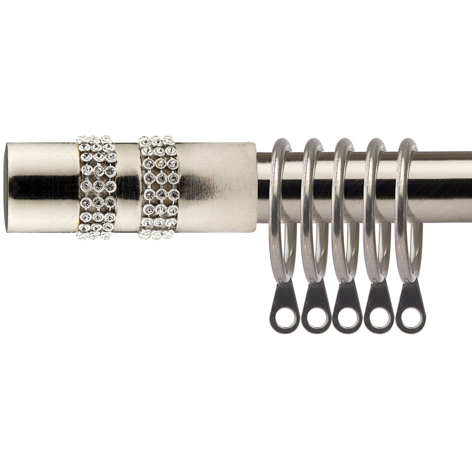 16-19mm Sparkle Extendable Durable Metal Curtain Pole Set - Brushed Silver / 160cm