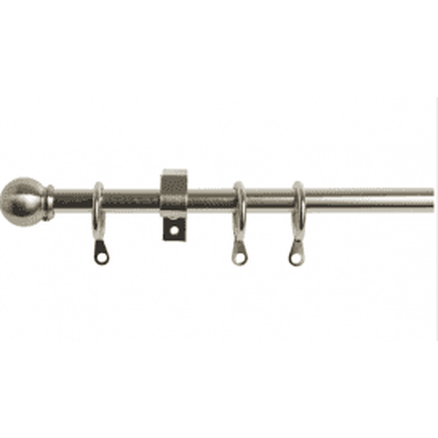 10 - 13mm Satin Silver Metal Ball Curtain Pole Set - Silver / 100cm