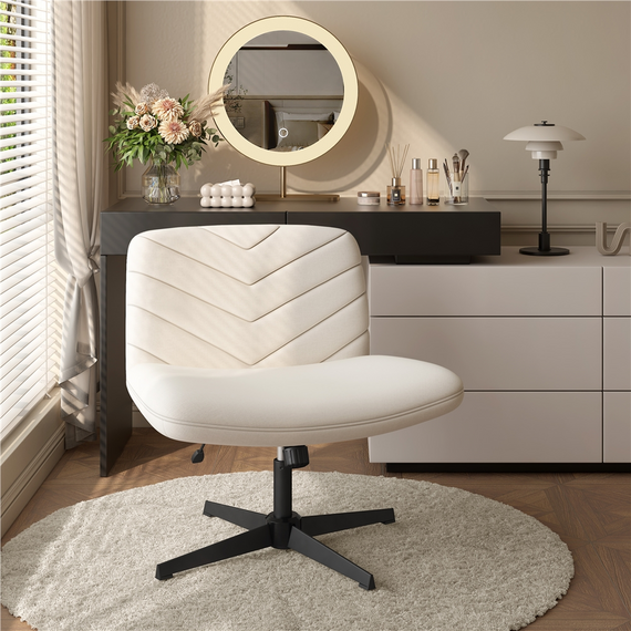 Yaheetech Swivel Wide-Seat Makeup Chair Desk Chair for Home Office