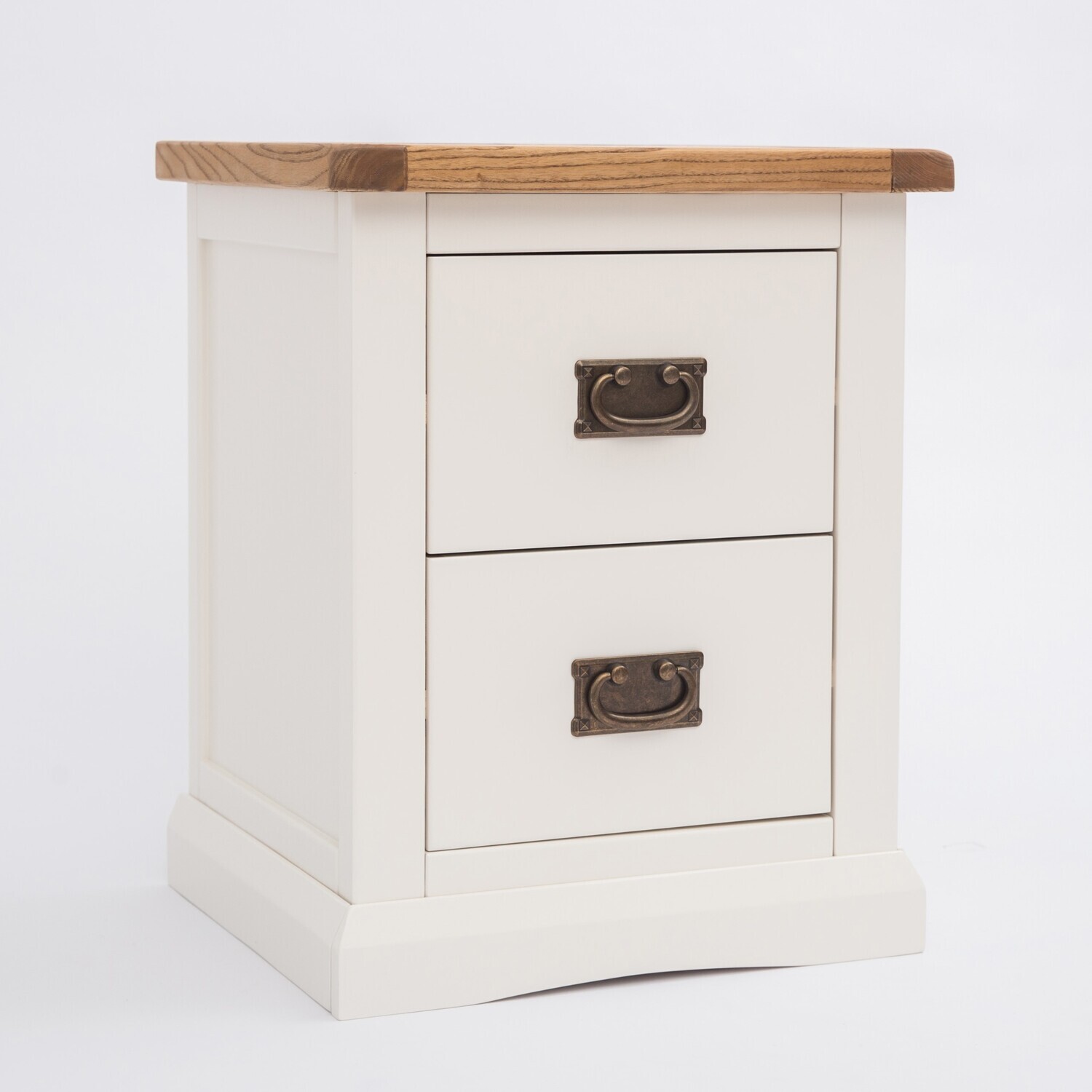 Cabinet Bits Cosenza 2 Drawer Bedside Cabinet - White / Brass Drop