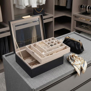SONGMICS Jewellery Box, 2-Layer Jewellery Organiser with Removable Tray