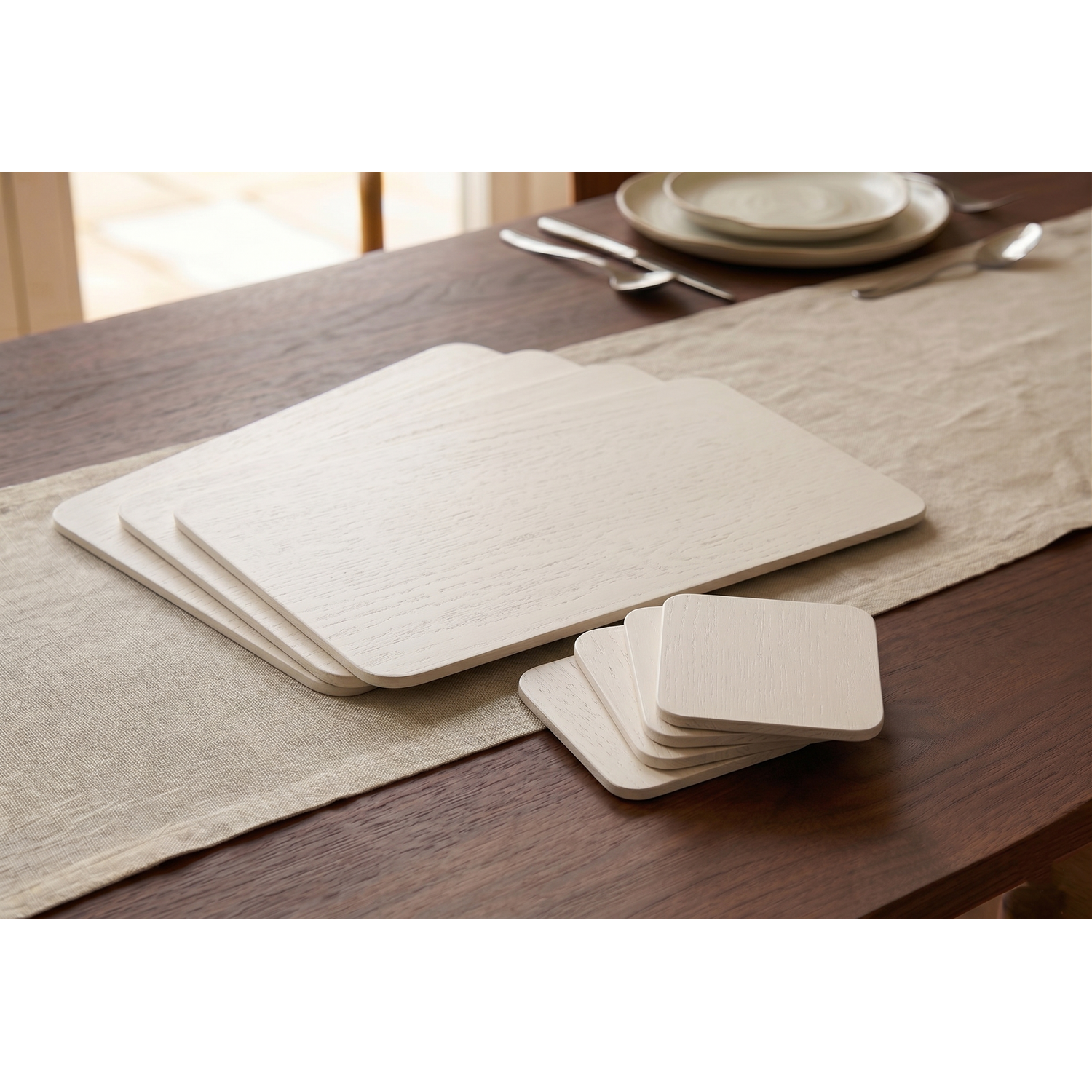 Image of 8x Cream Placemats & Coasters Wood&hellip;