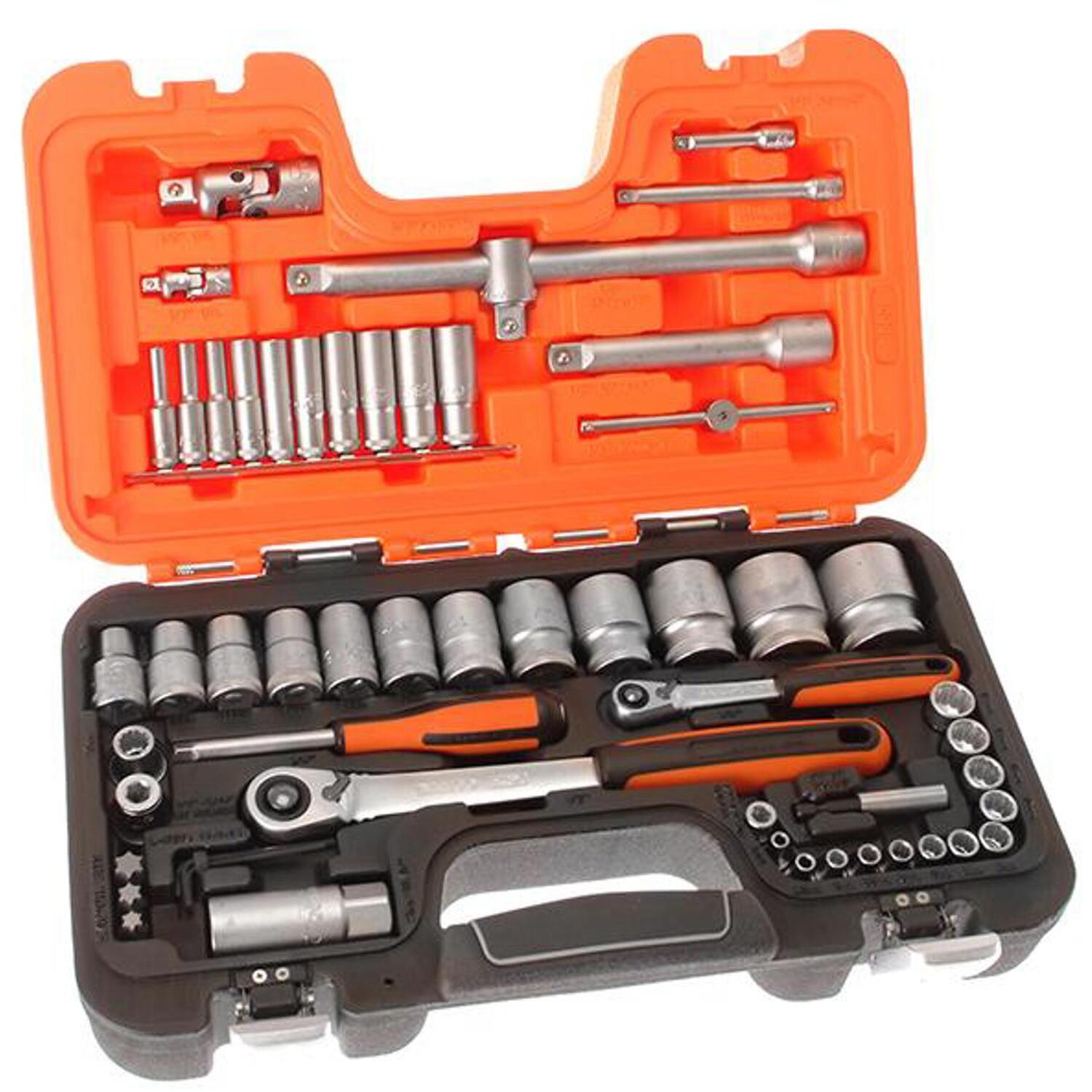 Bahco S560 0.25/ 0.5-inch Square Drive Met Socket Set, Silver | 56 piece mechanics socket set | 1/4in and 1/2in drive tools | TORX bits included | Durable storage case - Image 10