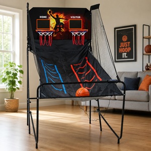 Indoor Electronic Basketball Arcade Game Dual Hoop Folding Scoreboard Ball Set