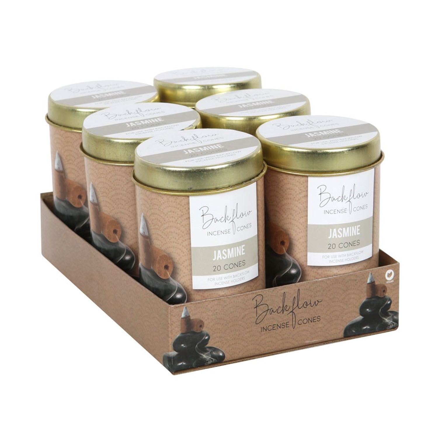 Something Different Elements Jasmine Jumbo Backflow Incense Cones (Pack of 120) in Dark Brown