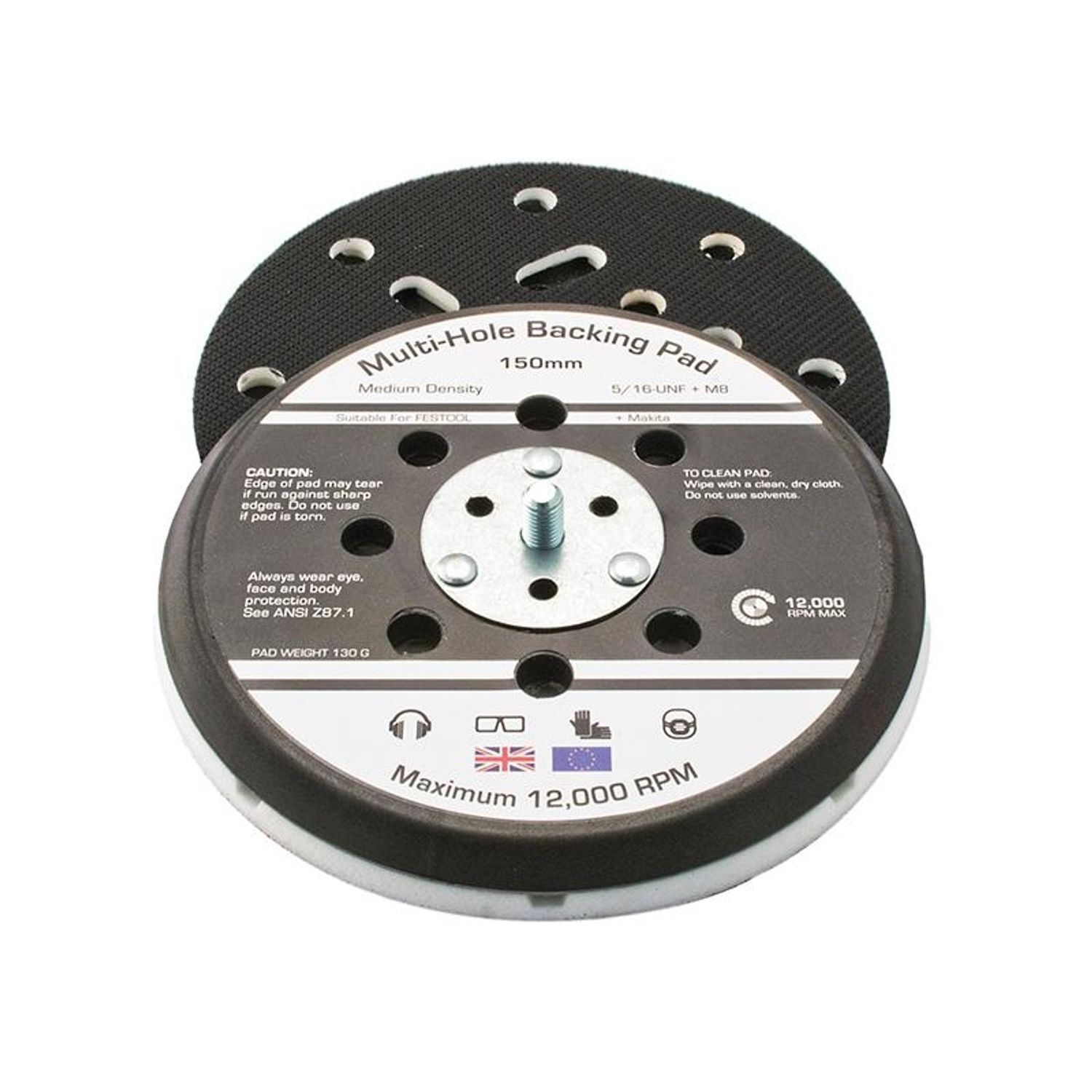 Flexipads World Class Dual Action Sander Pad 150Mm Grip Multi 5/16 Unf +M8 - Multi Colour