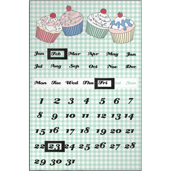 Green Cupcake Magnetic Calendar