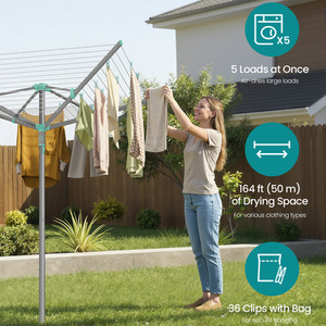SONGMICS 164 ft Length Rotary Washing Line