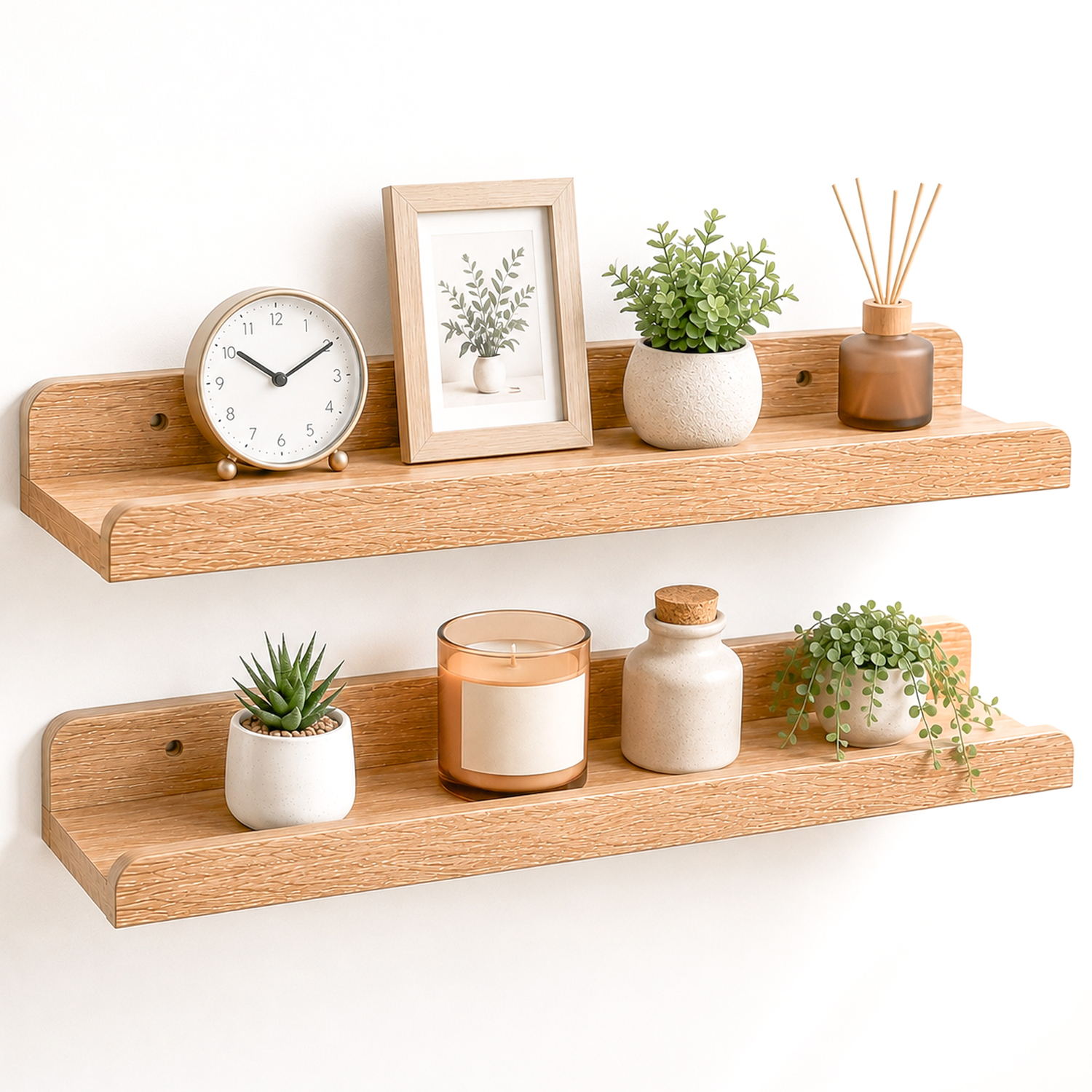 Innoteck Floating Wall Shelf 60Cm Set Of 2 With Raised Front Edge