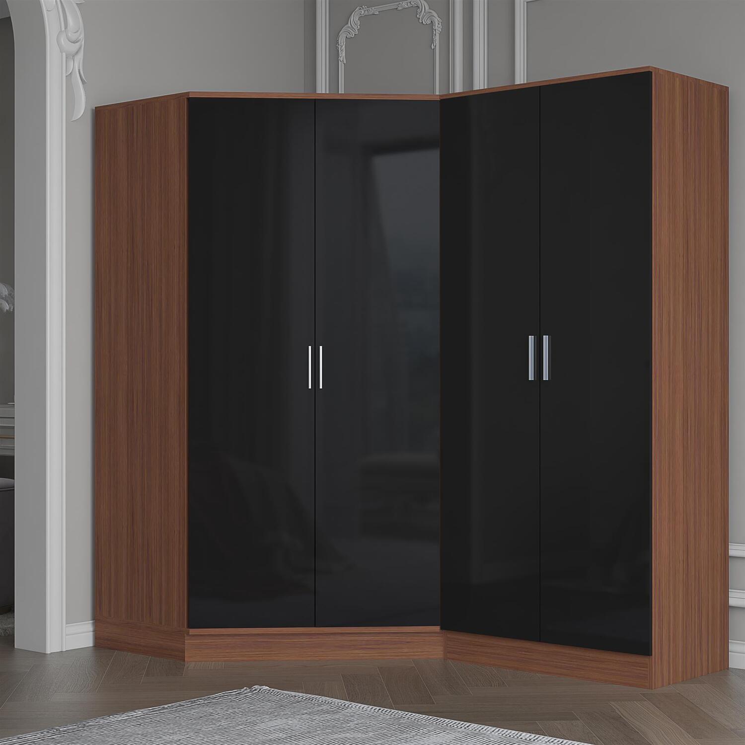 REFLECT Bundle - 2 Door Corner + 2 Door Plain - Black Gloss / Walnut Matt - Image 6