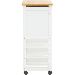 Harlow White and Bamboo Top Kitchen Trolley