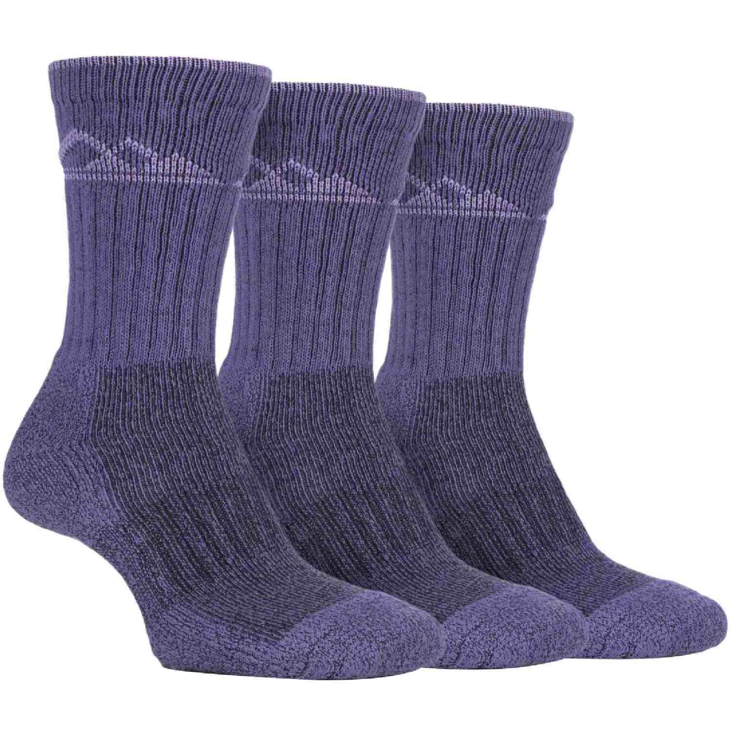 Storm Bloc Womens - 3 Pairs Ladies Heavy Cushion Cotton Socks - Purple - Size UK 4-6.5