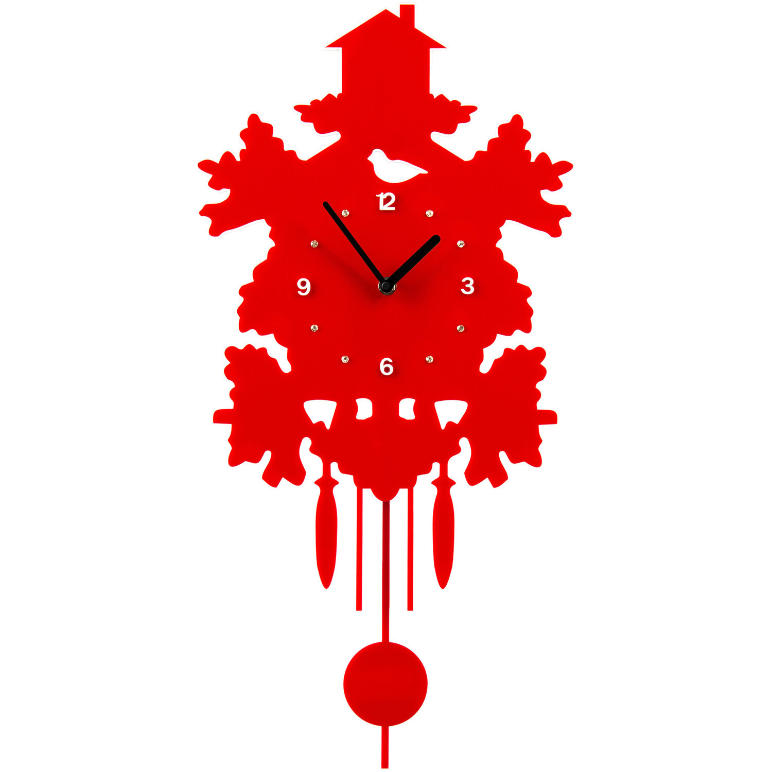Maison By Premier Heron Red Acrylic Pendulum Wall Clock - Red