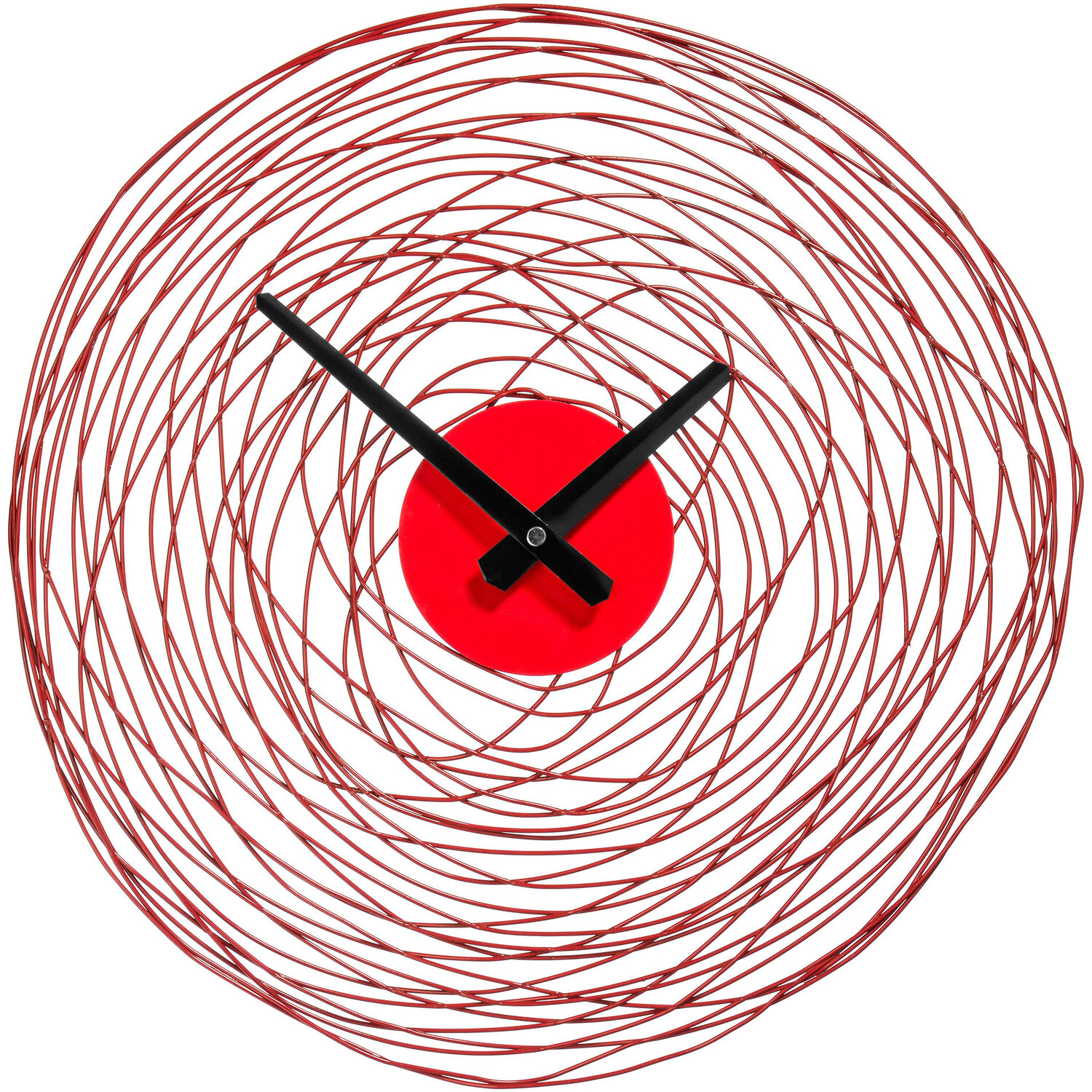 Interiors By Premier Juvia 38Cm Dia Red Swirl Metal And Plastic Wall Clock - Red