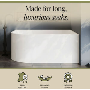 Right Hand J-Shaped Freestanding Bath from Balterley - 1500mm x 710mm