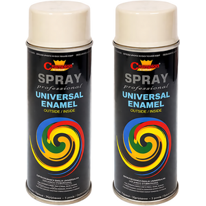 2 x 400 mL Pure White Glossy (RAL 9010) Universal Gloss Enamel Spray Paint, Fast Drying