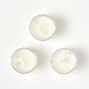 Clear Quartz Fresh Linen Crystal Scented Candle Set  Pack of 3