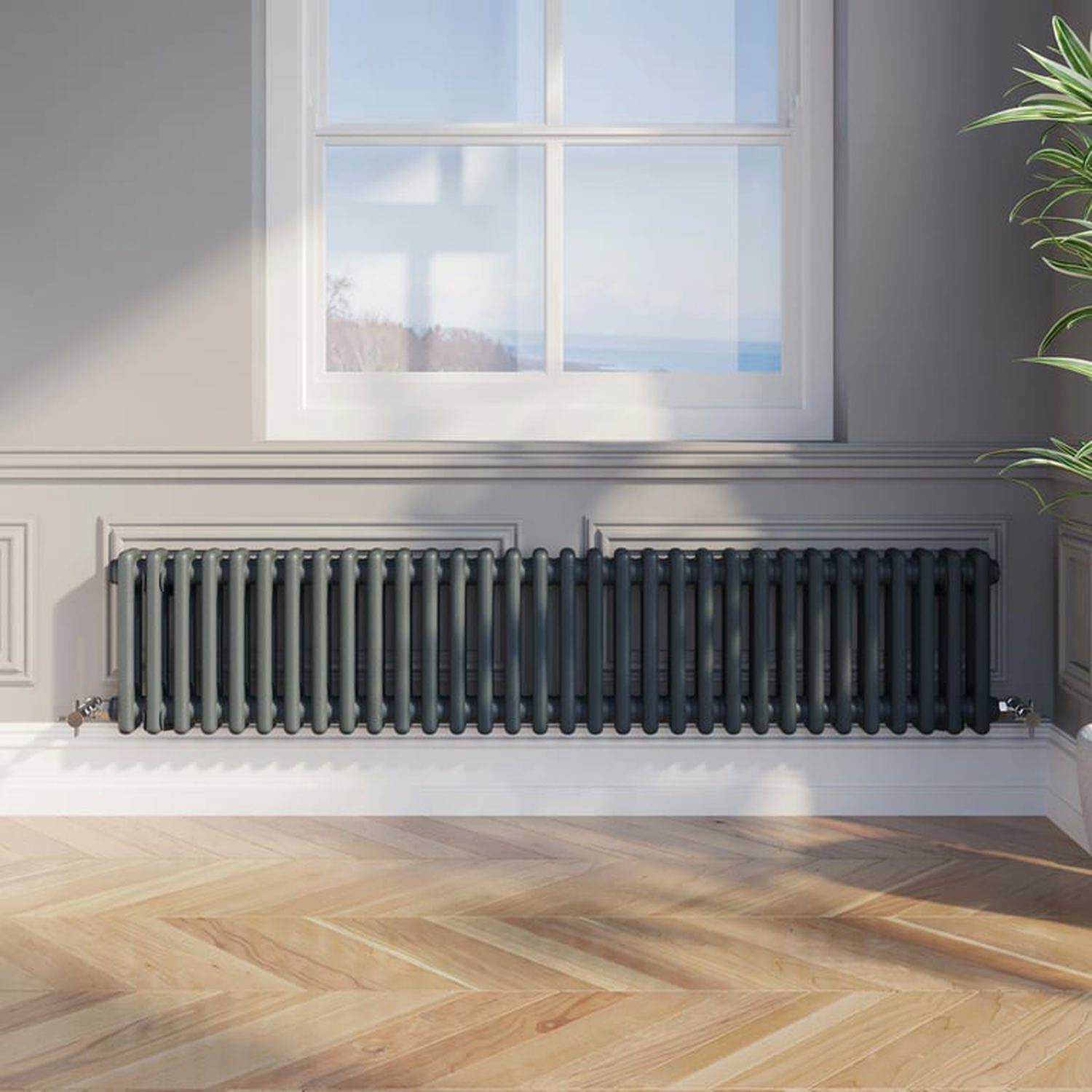 Temprazo Traditional Colosseum Double Bar Column Radiator Anthracite 300 X 1190Mm - Anthracite / 1460Mm / 300Mm / 70Mm