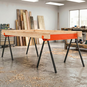 HOMCOM Saw Horses Twin Pack, Sawhorses with Height Adjustable Legs