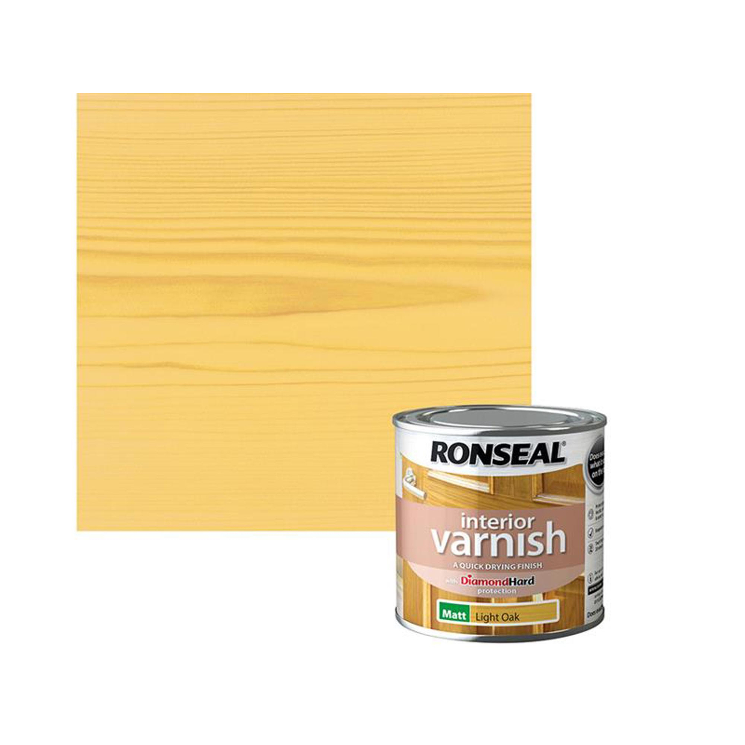 Ronseal, Quick Dry Interior Varnish, 250ml, Light Oak, Matt - Brown