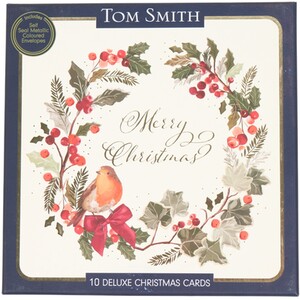 Pack of 10 Robin Wreath Cards