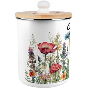 Wildflowers Compost Caddy - Metal 2L Decorative Kitchen Food Waste Bin