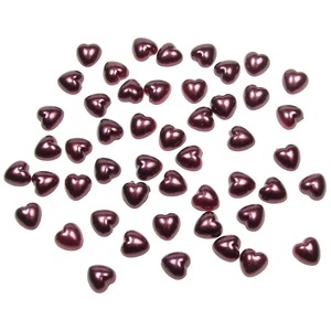 Pack of 50 Flat Backed Burgundy Pearl Heart Shape Beads