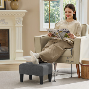 SONGMICS Foot Stool, Linen-Look Ottoman