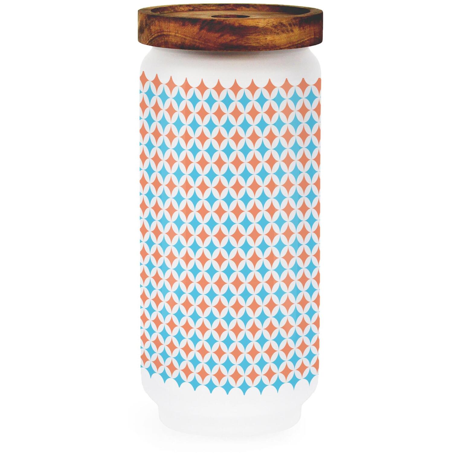 Image of Blue & Orange Geometric Large Glass&hellip;