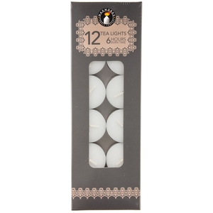 Pack of 12 6 Hour Burn Time White Tea-Lights