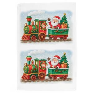Santa Toy Train Large Kitchen Tea Towel Dish Cloth