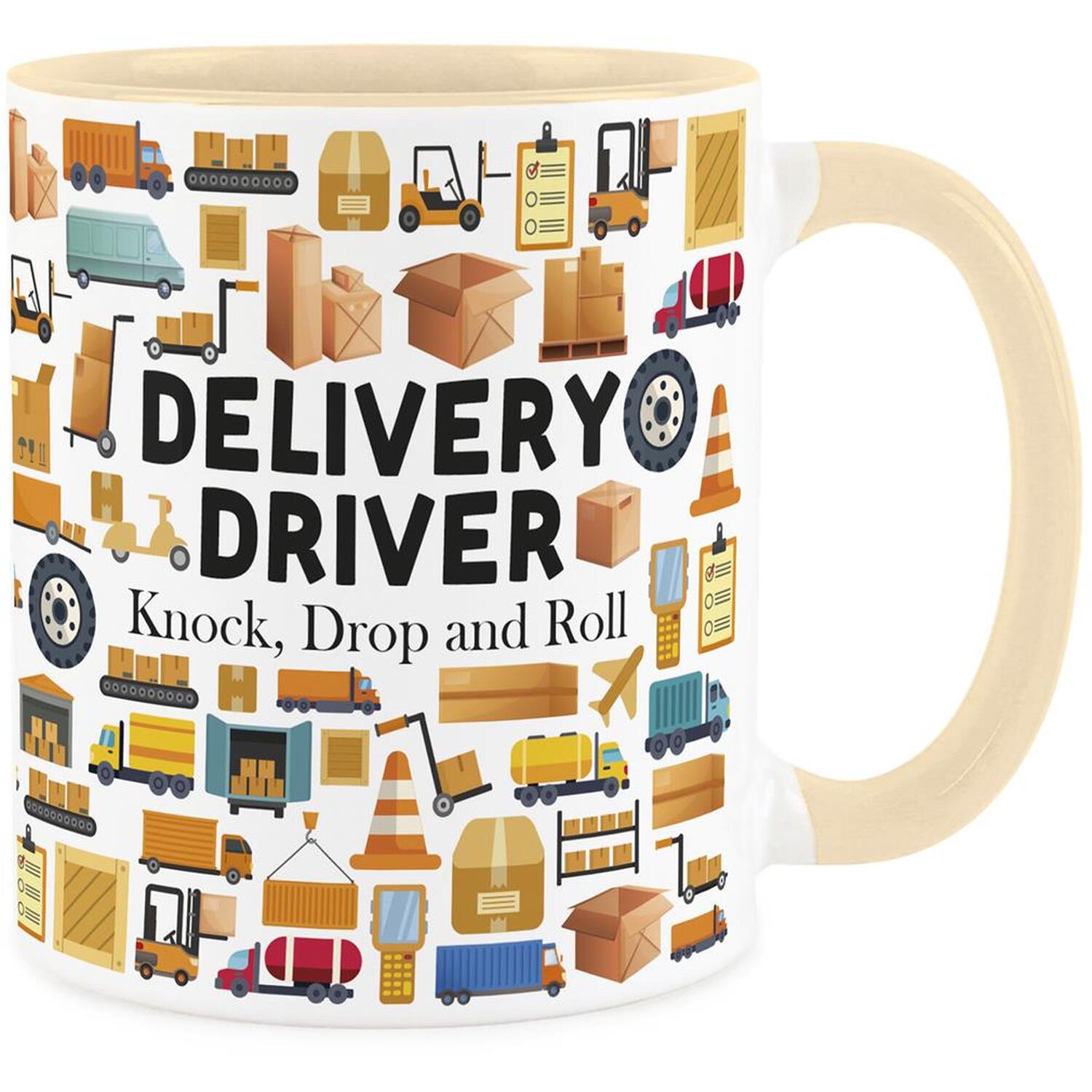 Purely Home Novelty Delivery Driver Beige Mug - Coffee/Tea Ceramic Cup Gift - Beige