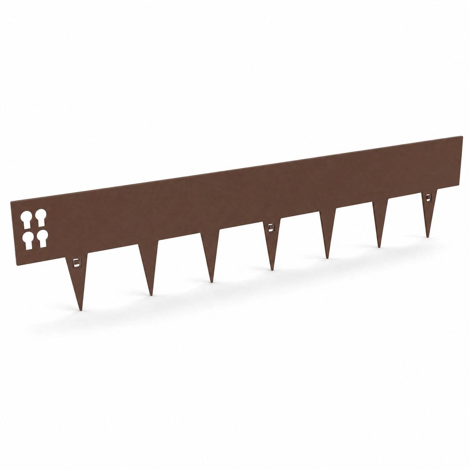 Woven Wood Powder Coated Metal Lawn Edging - Brown / 20Cm