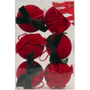 Pack of 6 Flocked Velvet Bow Bells